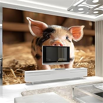 Amazon | 壁画 壁紙 350 x 256 cm 動物の豚 壁画3D寝室リビングルーム